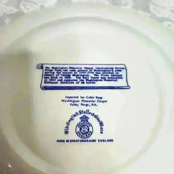 Staffordshire Plate Antique Washington Memorial Chapel Valley Forge - Picture 4 of 5